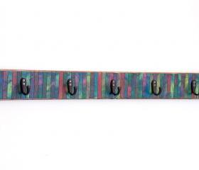 Wall Coat Rack Handmade Multi Colored Mosaic Batik Striped Paper